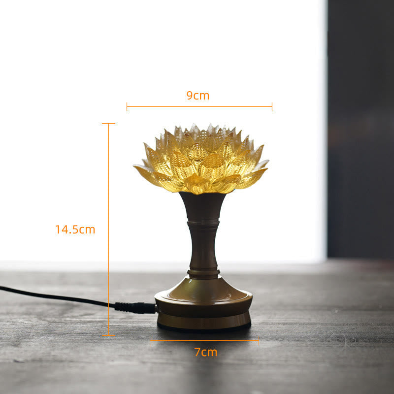 Figur Lotus Glas Messing Neuanfang Erleuchtung Gold-Lotus Messing XL / Netzstecker