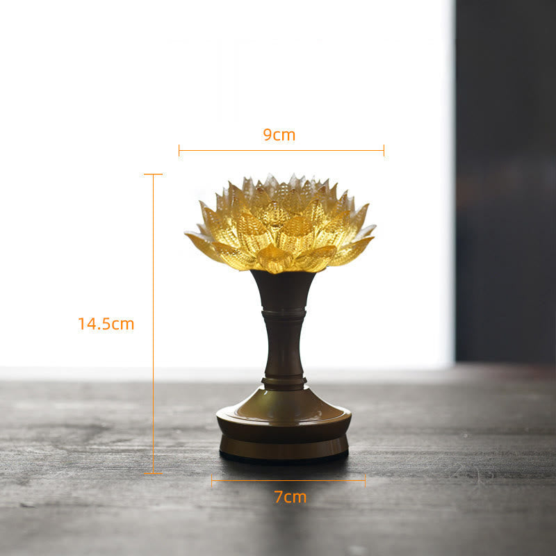 Figur Lotus Glas Messing Neuanfang Erleuchtung Gold-Lotus Messing XL / Akku