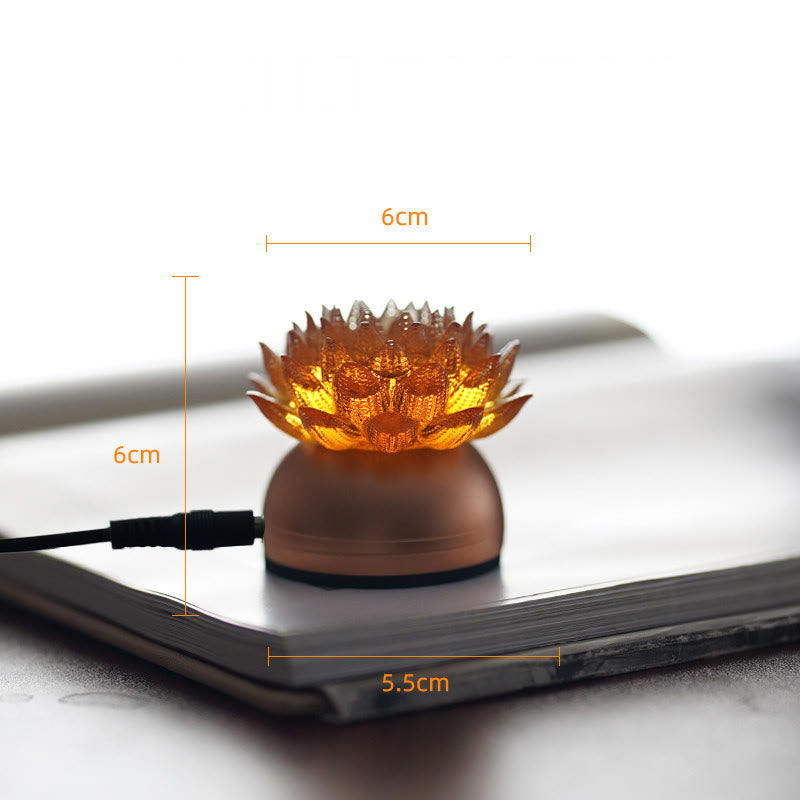 Figur Lotus Glas Messing Neuanfang Erleuchtung Orange-Lotus Aluminium S / Netzstecker