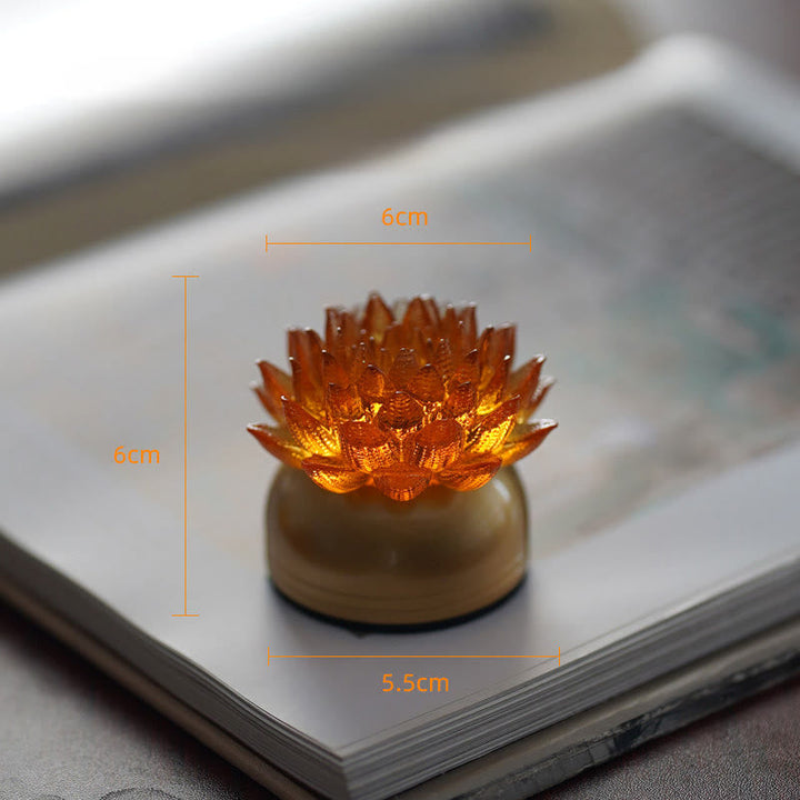 Figur Lotus Glas Messing Neuanfang Erleuchtung Orange-Lotus Messing S / Akku