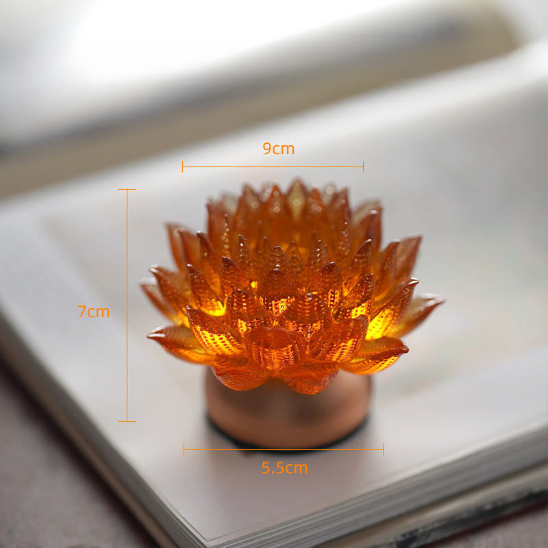 Figur Lotus Glas Messing Neuanfang Erleuchtung Orange-Lotus Aluminium M / Akku