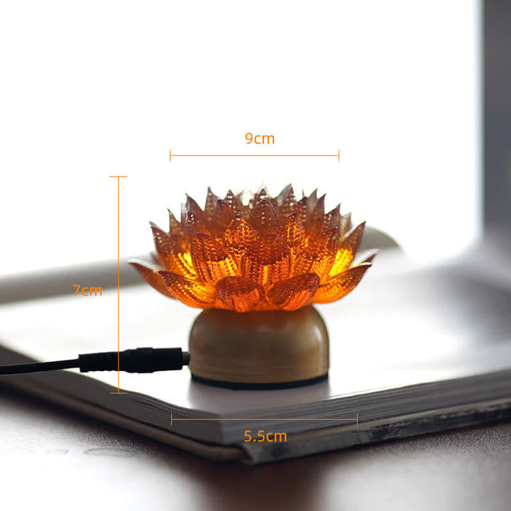 Figur Lotus Glas Messing Neuanfang Erleuchtung Orange-Lotus Messing M / Netzstecker