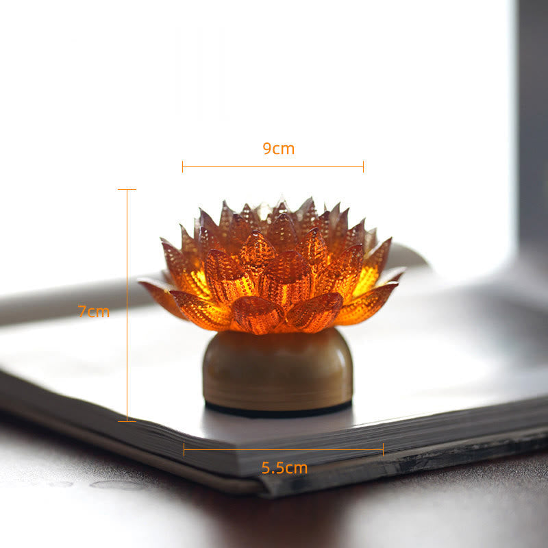 Figur Lotus Glas Messing Neuanfang Erleuchtung Orange-Lotus Messing M / Akku