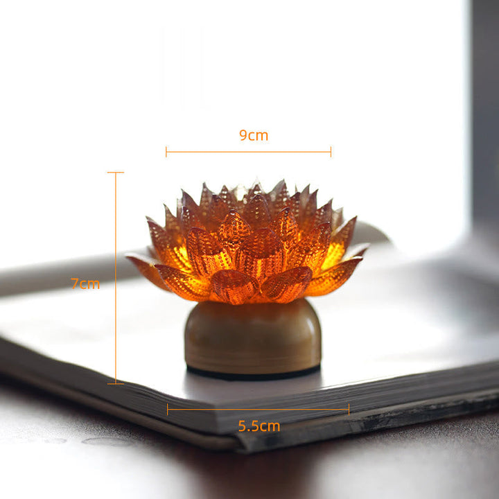 Figur Lotus Glas Messing Neuanfang Erleuchtung Orange-Lotus Messing M / Akku
