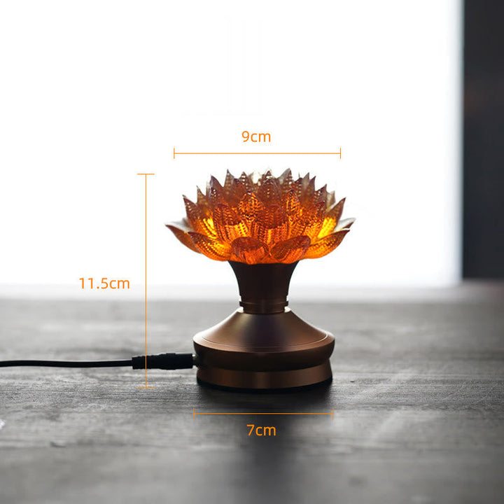 Figur Lotus Glas Messing Neuanfang Erleuchtung Orange-Lotus Aluminium L / Netzstecker