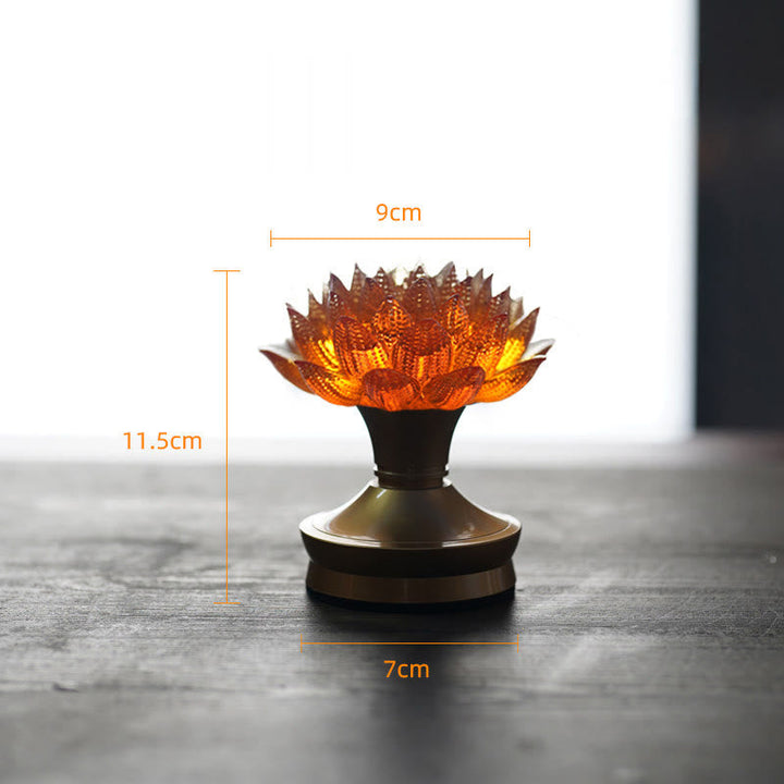 Figur Lotus Glas Messing Neuanfang Erleuchtung Orange-Lotus Messing L / Akku