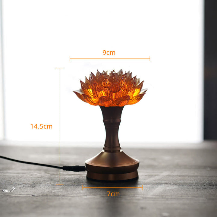 Figur Lotus Glas Messing Neuanfang Erleuchtung Orange-Lotus Aluminium XL / Netzstecker