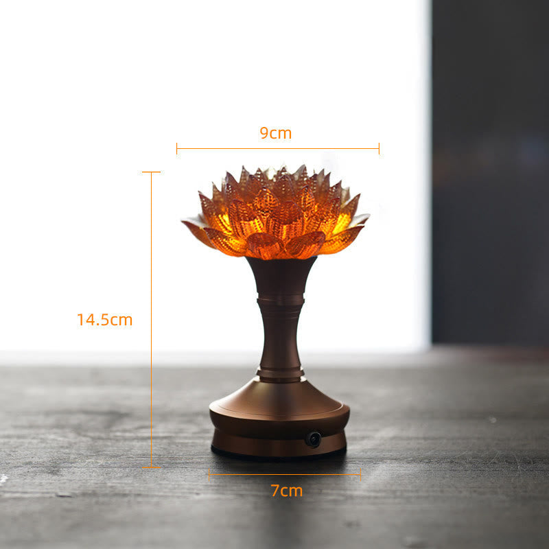 Figur Lotus Glas Messing Neuanfang Erleuchtung Orange-Lotus Aluminium XL / Akku