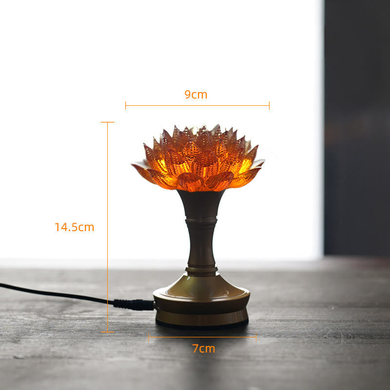 Figur Lotus Glas Messing Neuanfang Erleuchtung Orange-Lotus Messing XL / Netzstecker