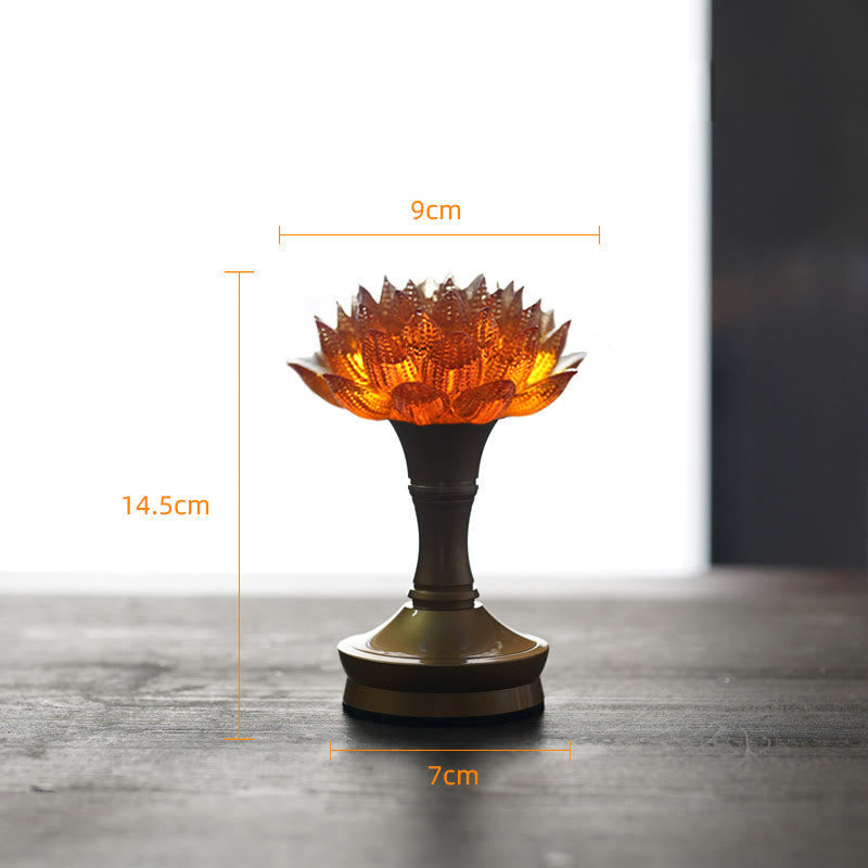 Figur Lotus Glas Messing Neuanfang Erleuchtung Orange-Lotus Messing XL / Akku