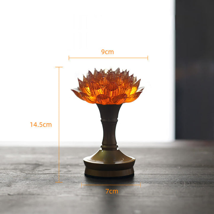Figur Lotus Glas Messing Neuanfang Erleuchtung Orange-Lotus Messing XL / Akku