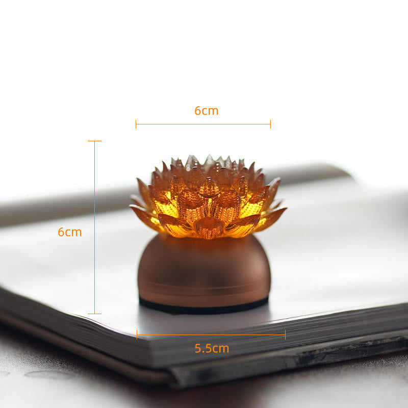 Figur Lotus Glas Messing Neuanfang Erleuchtung Orange-Lotus Aluminium S / Akku