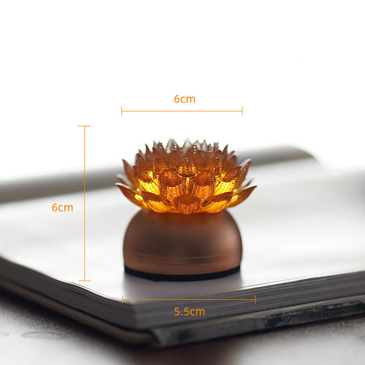 Figur Lotus Glas Messing Neuanfang Erleuchtung Orange-Lotus Aluminium S / Akku