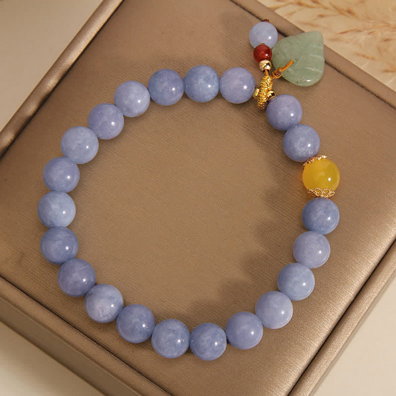 Aquamarin Jade Armband mit goldenen Perlen und grünem Anhänger Heilstein