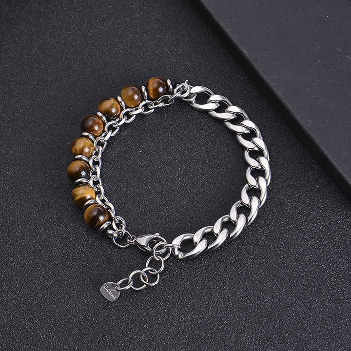 Armband Tigerauge – Stärke & Energie mit Silberkette Naturstein braun