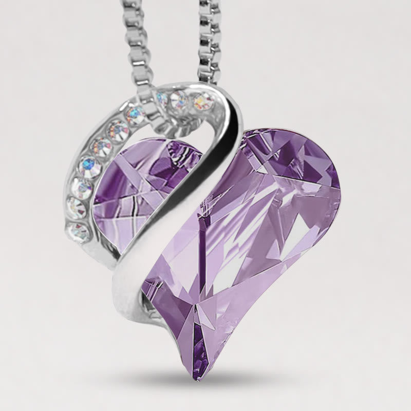 Silberne Kette mit lila Herzanhänger Kristall Schmuck elegantes Design