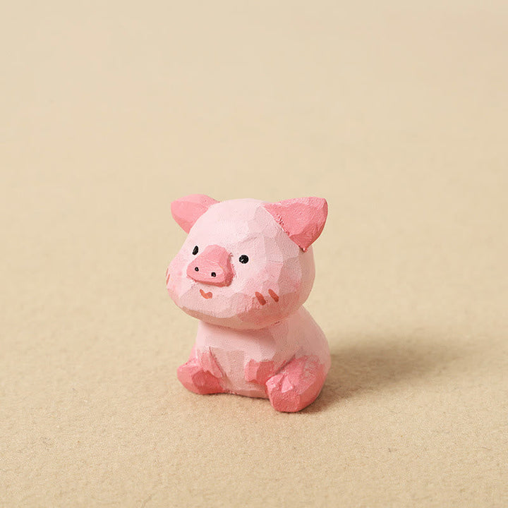 Holz Dekofiguren Mini Tierkreiszeichen Schwein