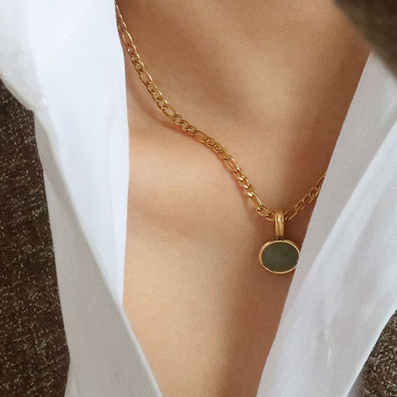 Türkis Stein Anhänger, Grüne Kette Oval, Stärke, Kraft