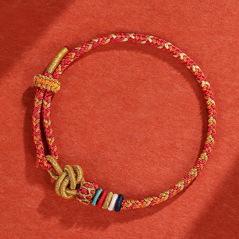 Armband Dunhuang bunt geflochten Schutz rot gold elastisch Handgelenk