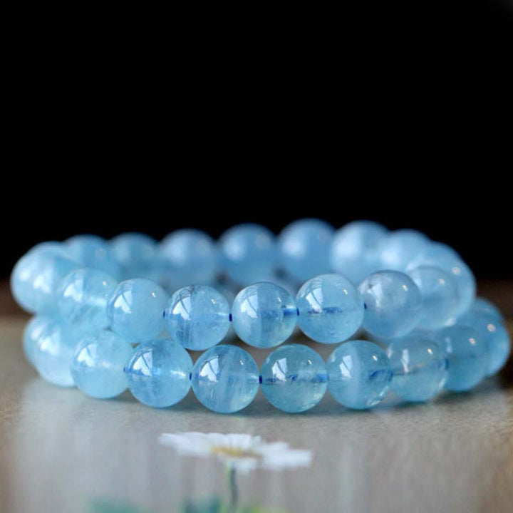 Armband Aquamarin – Heilung & Energie, hellblau Naturstein Perlen elastisch