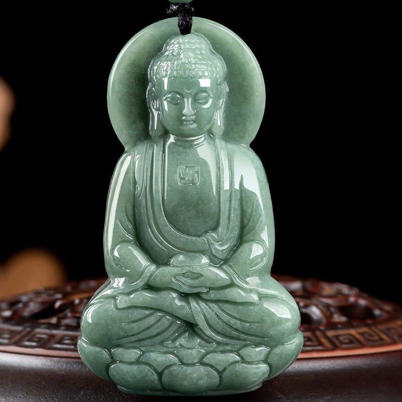 Anhänger Kette Jade Amitabha Buddha Mitgefühl grün