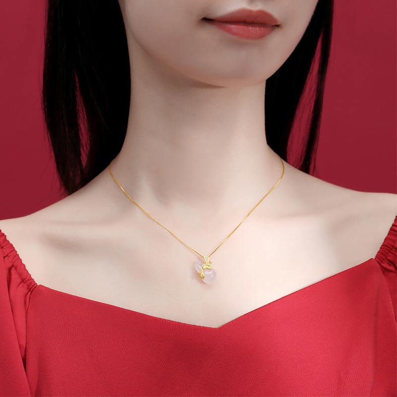 Kette Cyan Jade Kürbis Lotus Fülle Gold