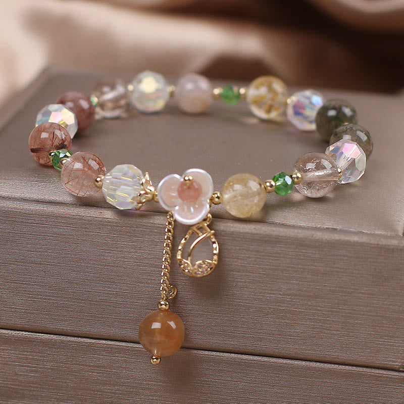 Armband Erdbeerquarz Fluorit Heilung Natursteine rosé gold elegant