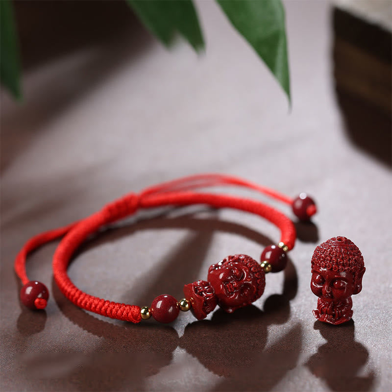 Rotes Zinnober Armband Chinesisches Tierkreis Segen elastisch Perlen