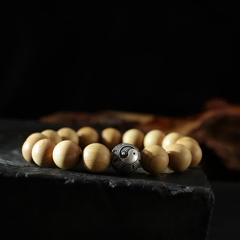 Armband Zinnober Yin Yang Glück Wohlstand Naturstein Perlen schwarz