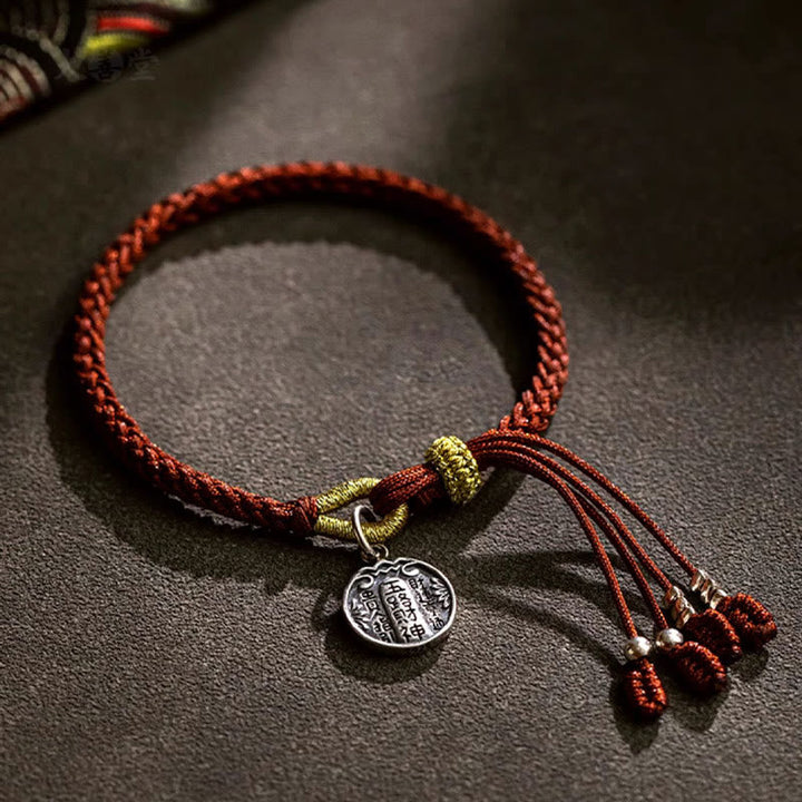 Rotes Armband 925 Silber Schutz Glück Energie mit Münzanhänger elastisch