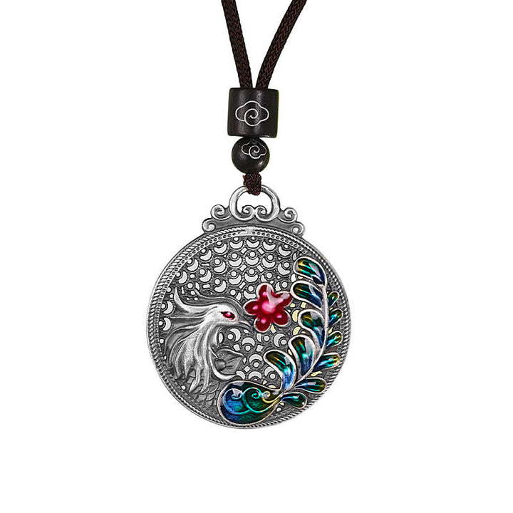 Phönix Sterling-Silber Anhänger Emaille Kette Schutz