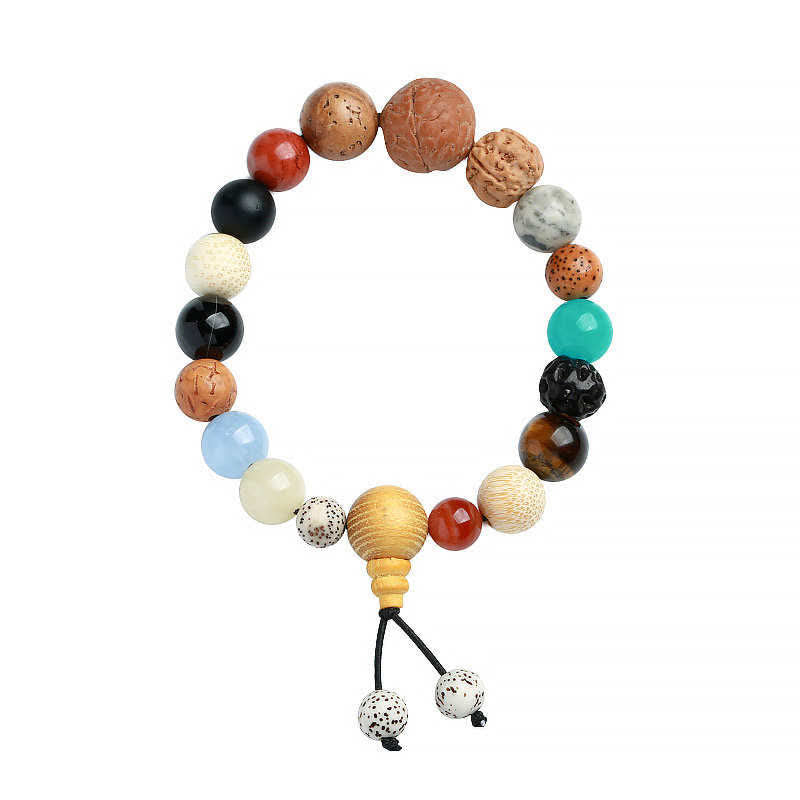 Mala Achat Bodhi Harmonie Armband mit bunten Natursteinen Perlen elastisch
