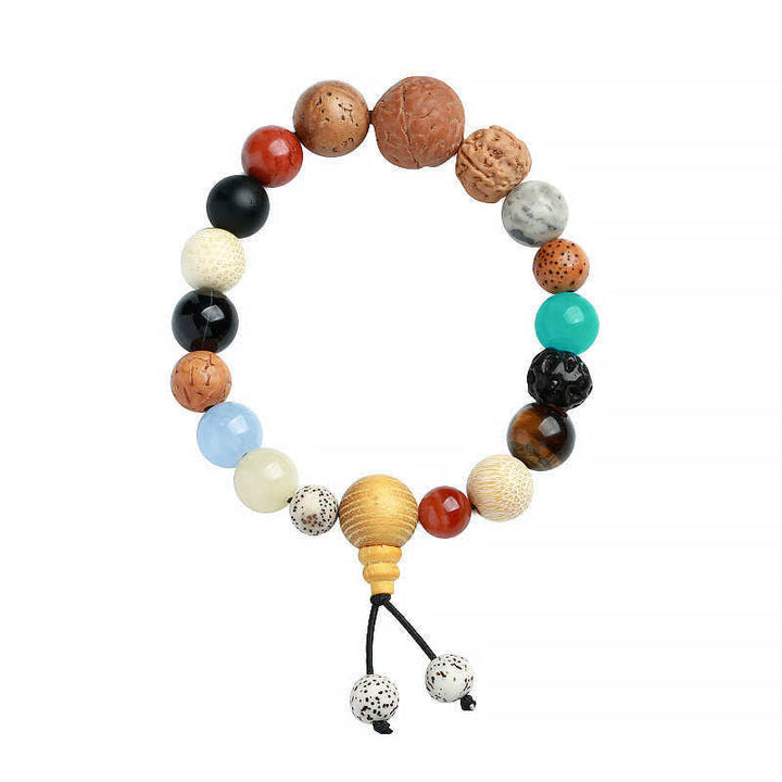 Mala Achat Bodhi Harmonie Armband mit bunten Natursteinen Perlen elastisch