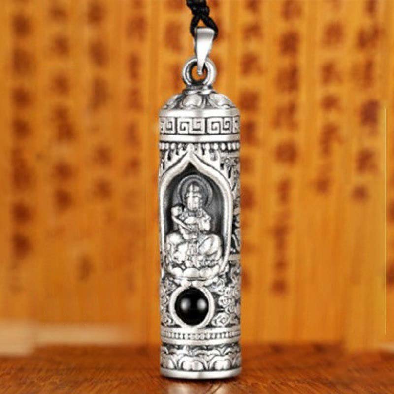 Kette Kristall Tierkreis-Buddha Wohlstand Silber Anhänger