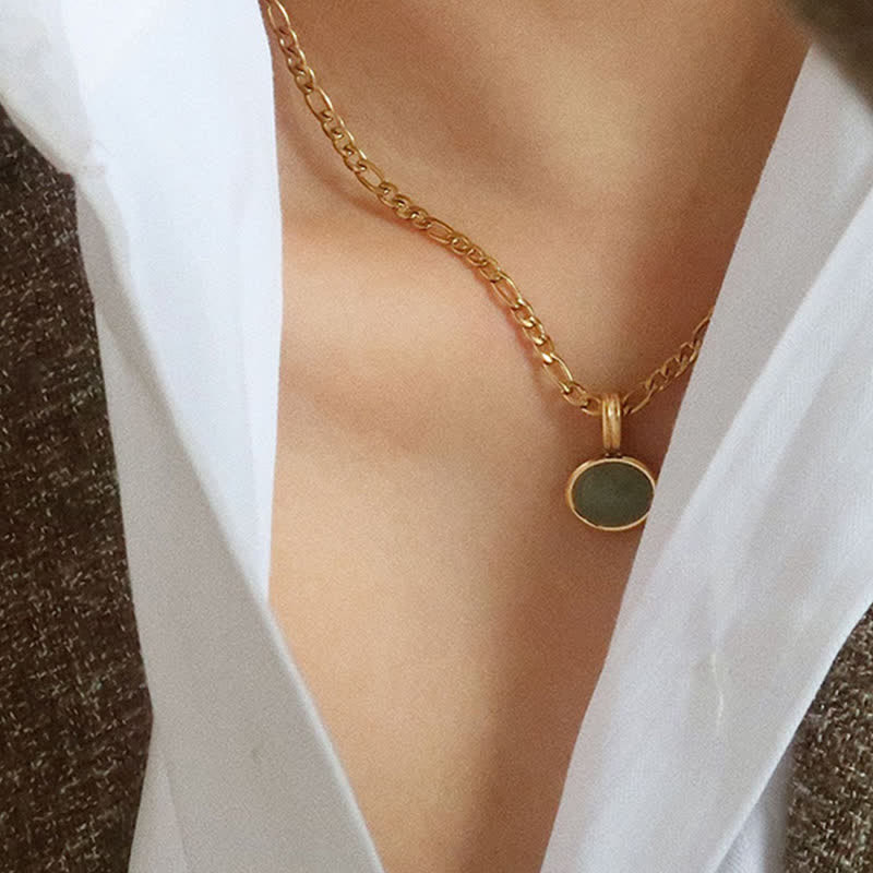 Grüner Anhänger, Türkis Kraft, Oval Kette, Stärke