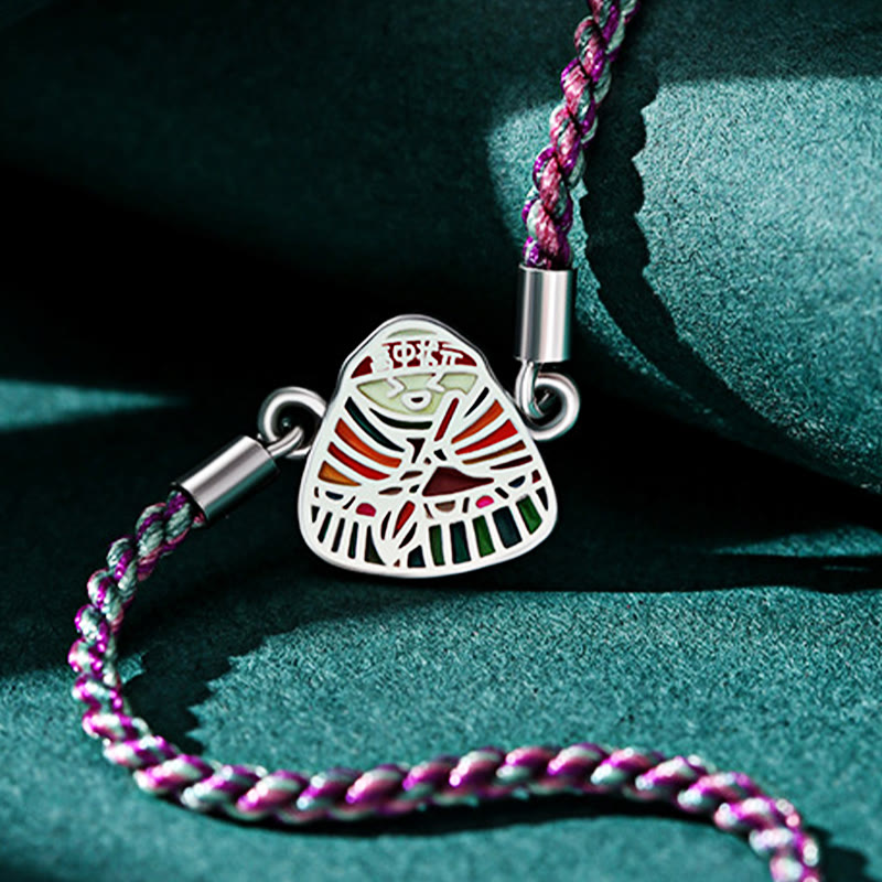 Armband 925 Silber mit ägyptischem Auge, farbiges Seilband Glück Energie