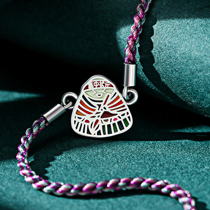 Armband 925 Silber mit ägyptischem Auge, farbiges Seilband Glück Energie