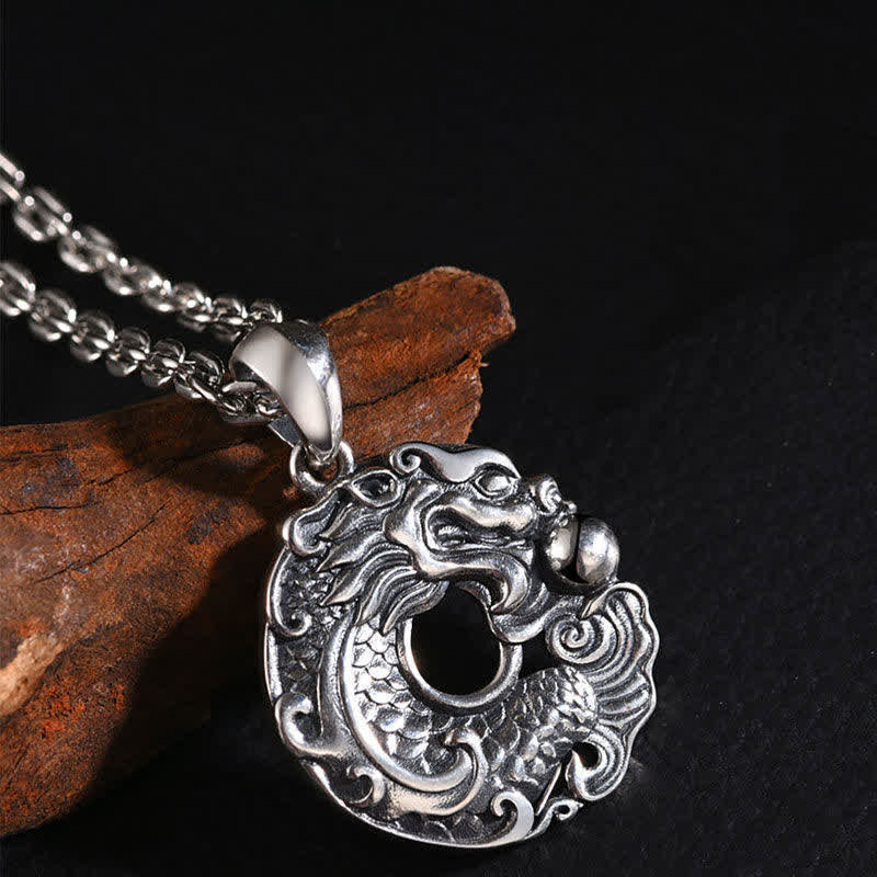 Silber Drachen Anhänger Natur Kette