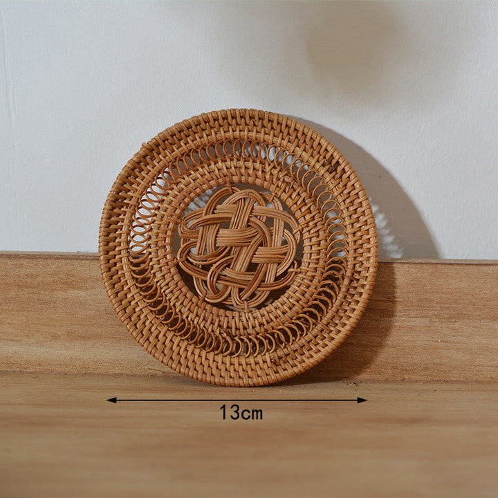 Teetassen-Untersetzer Rattan Blumenmuster Keramik Hohl-Untersetzer 13 cm