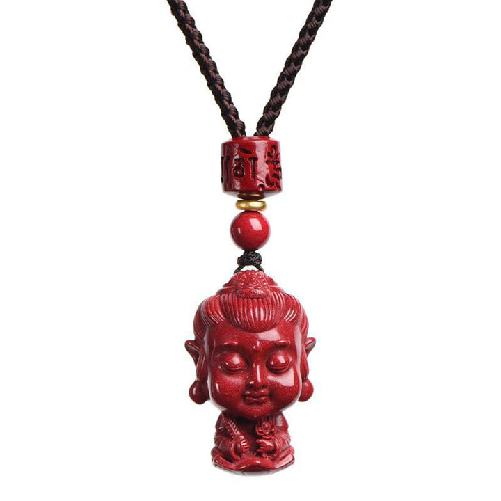 Kette Zinnober Buddha Anhänger rot Edelstein