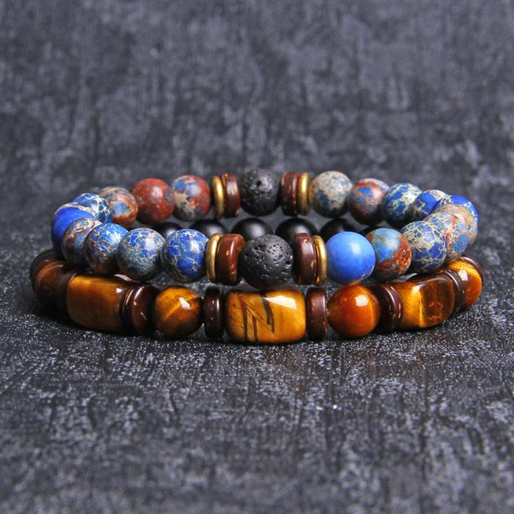 Armband 2er Set Tigerauge Kaiserstein Heilstein