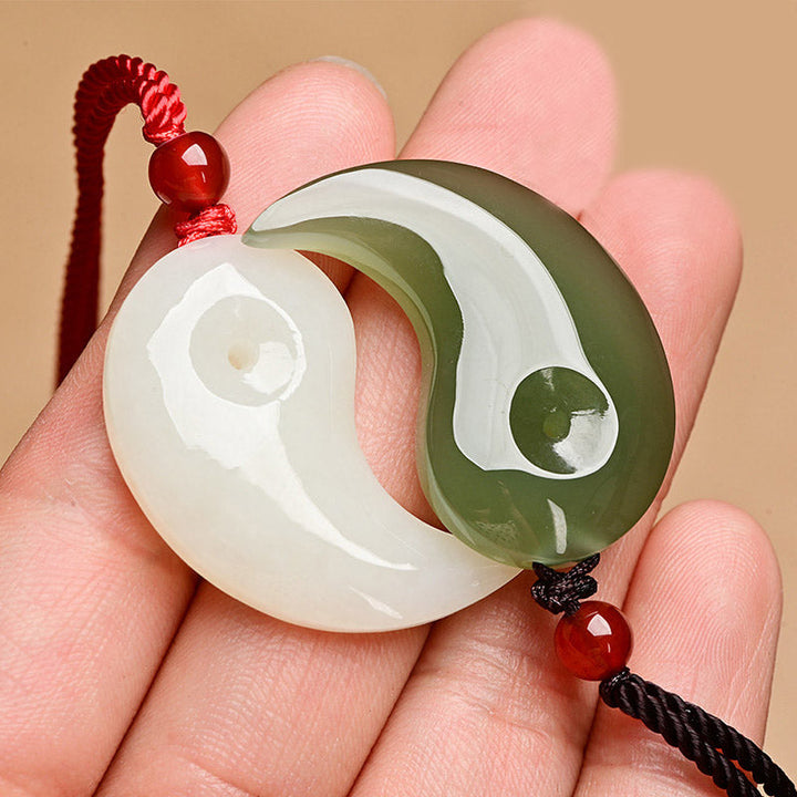 Kette Weiße Jade Grüne Jade Yin Yang Schutz Harmonie