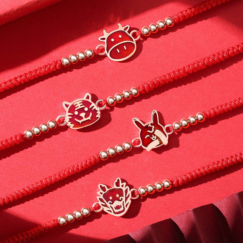 Armband Chinesisches Tierkreis – Glück rote Perlen Metallcharms elegant