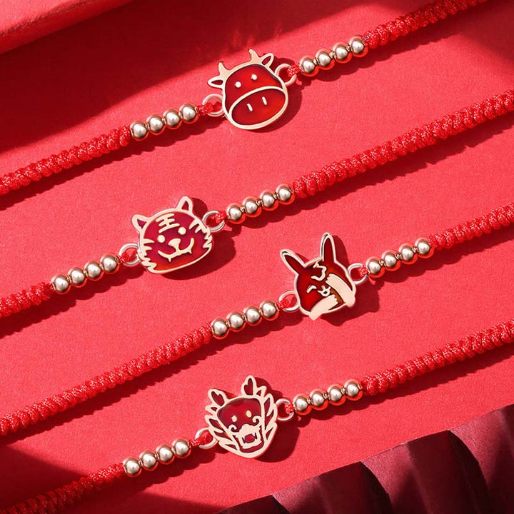 Armband Chinesisches Tierkreis – Glück rote Perlen Metallcharms elegant