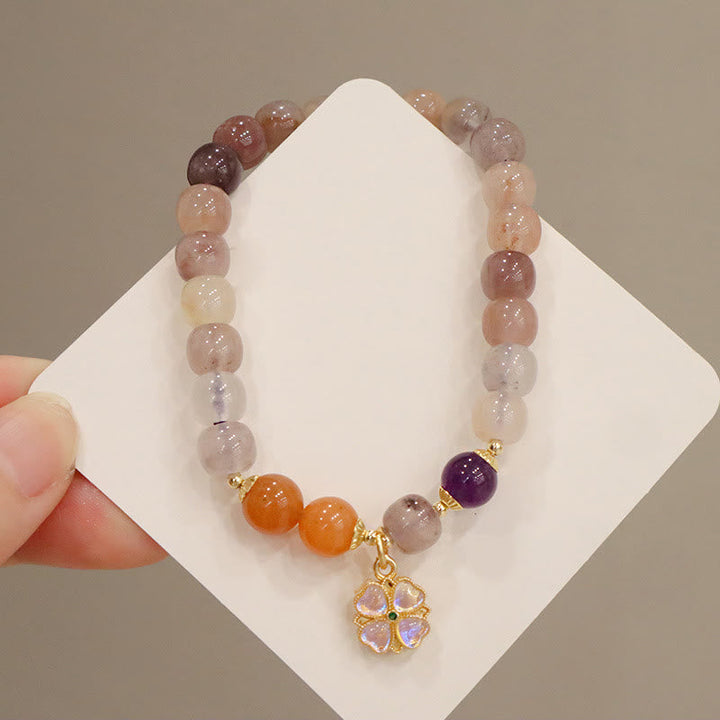 Jade Armband Wohlstand Stärke mit Amethyst Orange Achat Perlen elegant