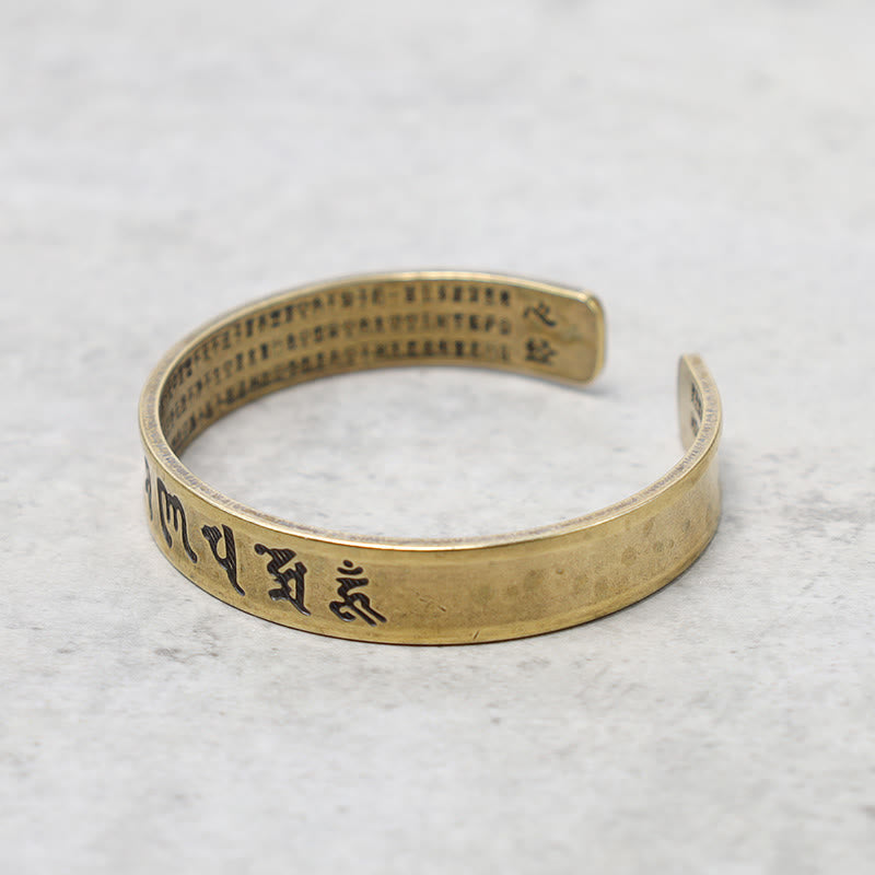 Messing Armband Tibet Buddha Mantra Flachansicht helles Metall graviert