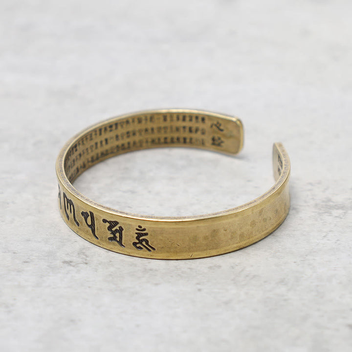 Messing Armband Tibet Buddha Mantra Flachansicht helles Metall graviert