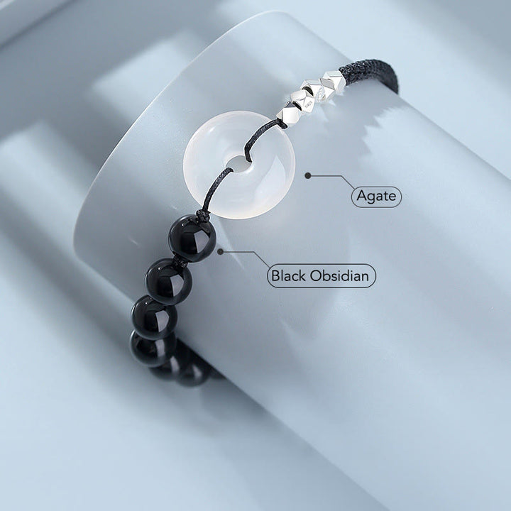 Armband 925 Silber Schwarzer Obsidian – Stärke & Frieden