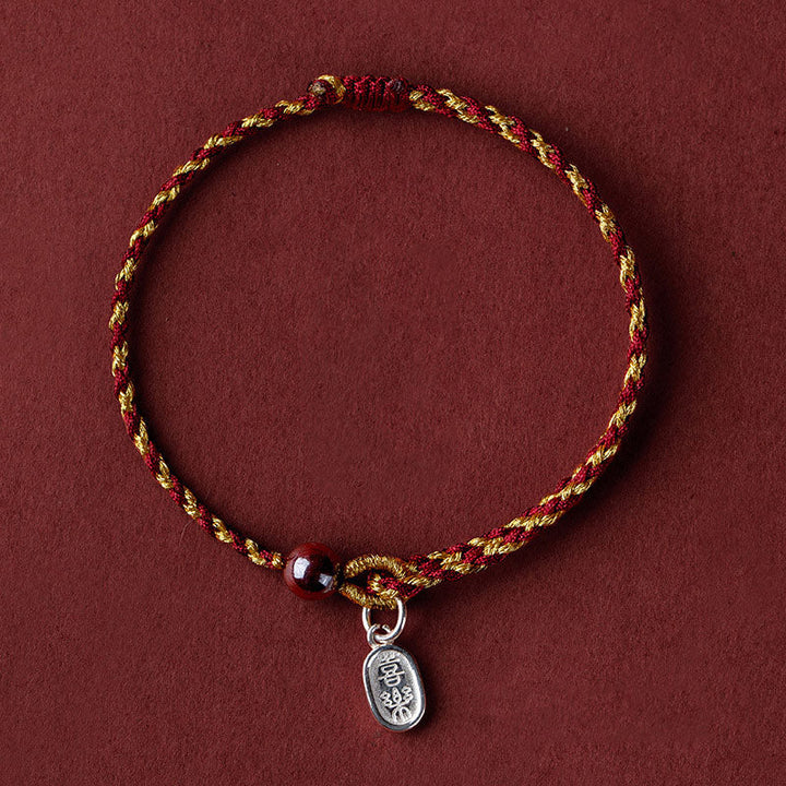 Armband Rot Gold Kordel Lotus Anhänger – Frieden Glück