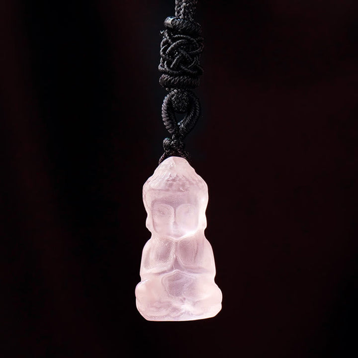 Anhänger Kette Rosenquarz Buddha Harmonie Meditation